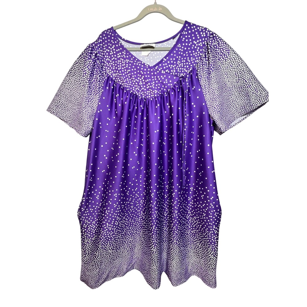 Lasting‎ Comfort Purple Polka Dot Muumuu House Dress Made in USA Plus Size 1X